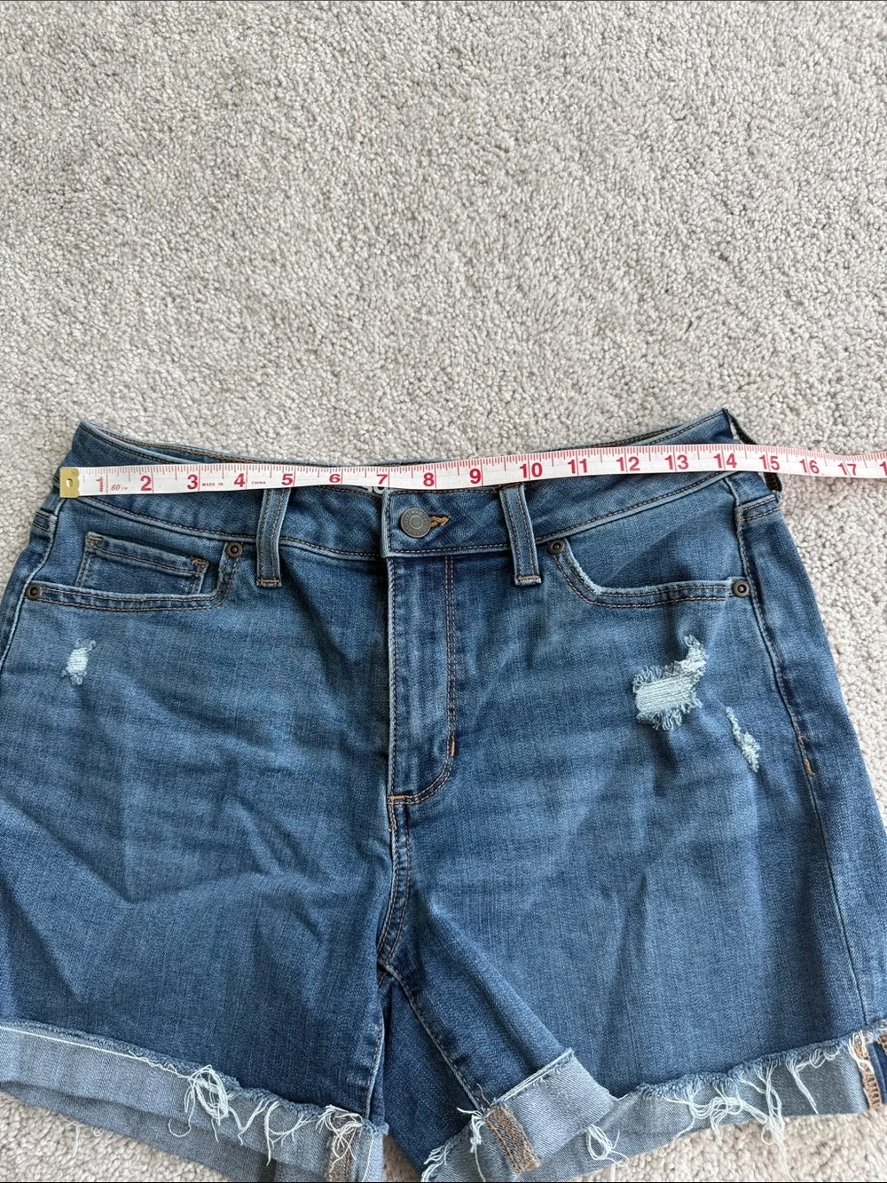 Sonoma Blue Distressed Rolled-Hem Denim Shorts-NWOT- Size 8